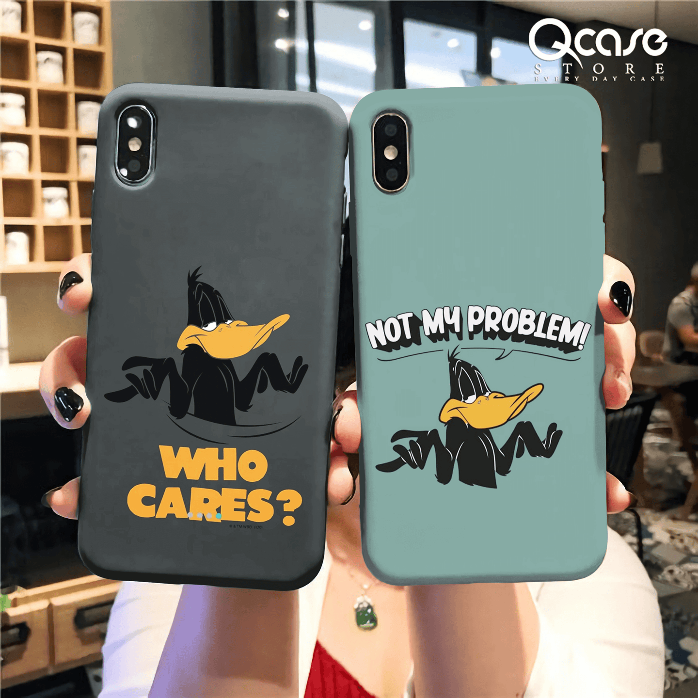 WHO CARES? & NOT MY PROBLEM! black duck Phone Covers