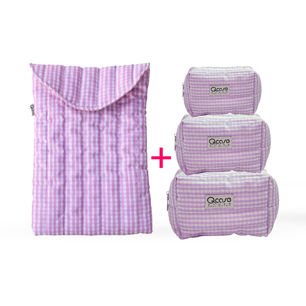 Pink Gingham Puffy Set
