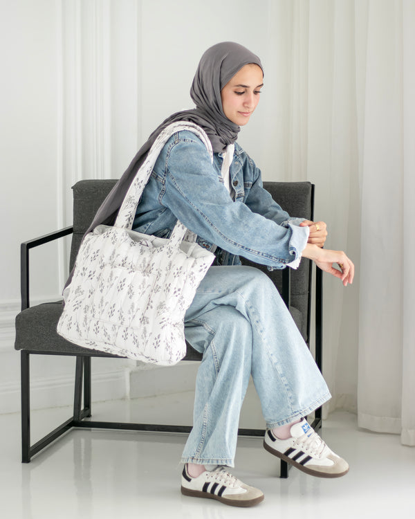 Puff Tote — Beige Bloom