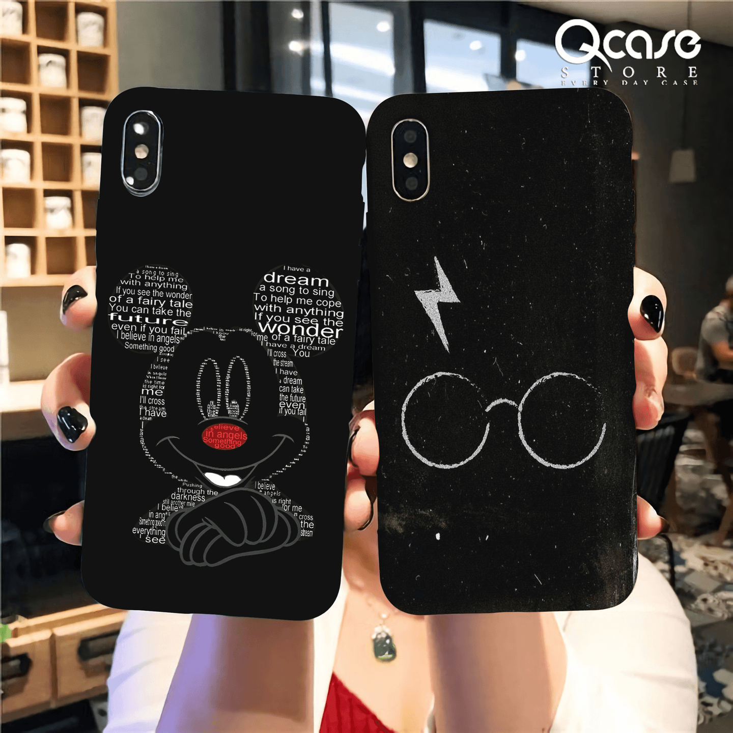 Mickey & Harry Potter Black Phone Covers