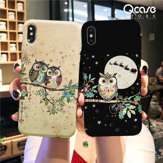 Cute Two Owls and One with the Moon