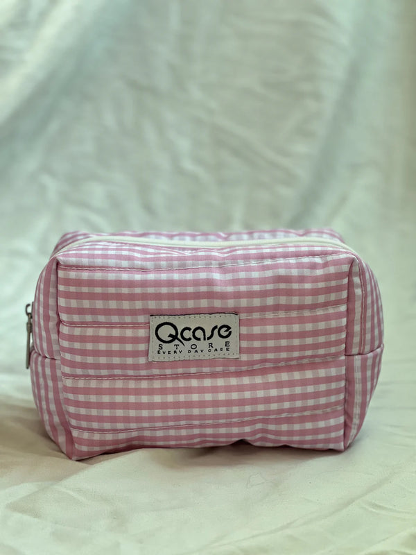 Pink Gingham Pouch (3 sizes )