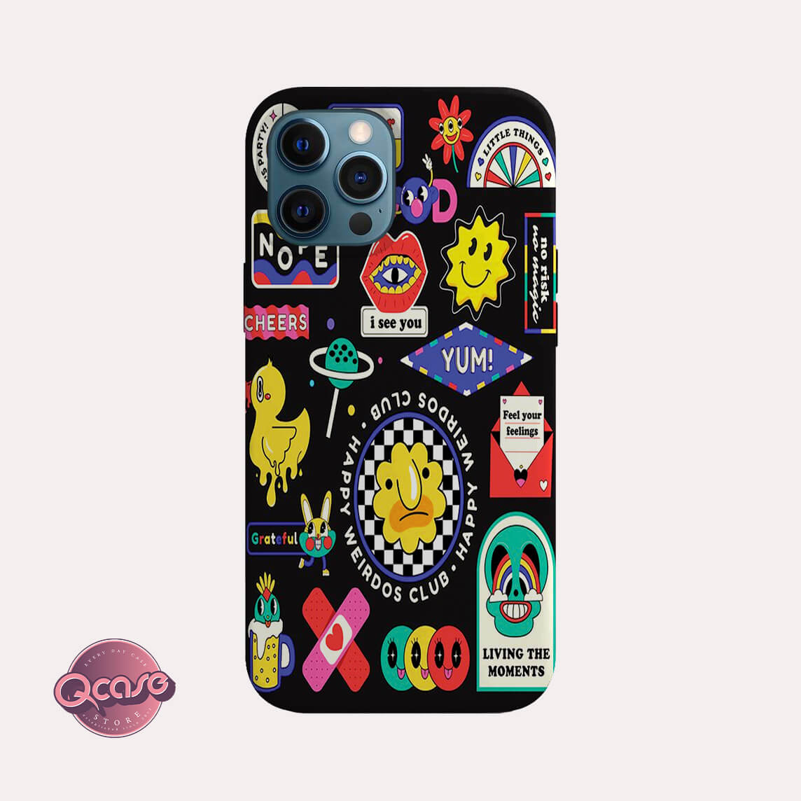 Black colorful phone case