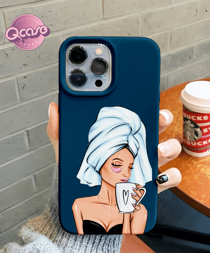 A Cute Girl drinking coffee phone cover