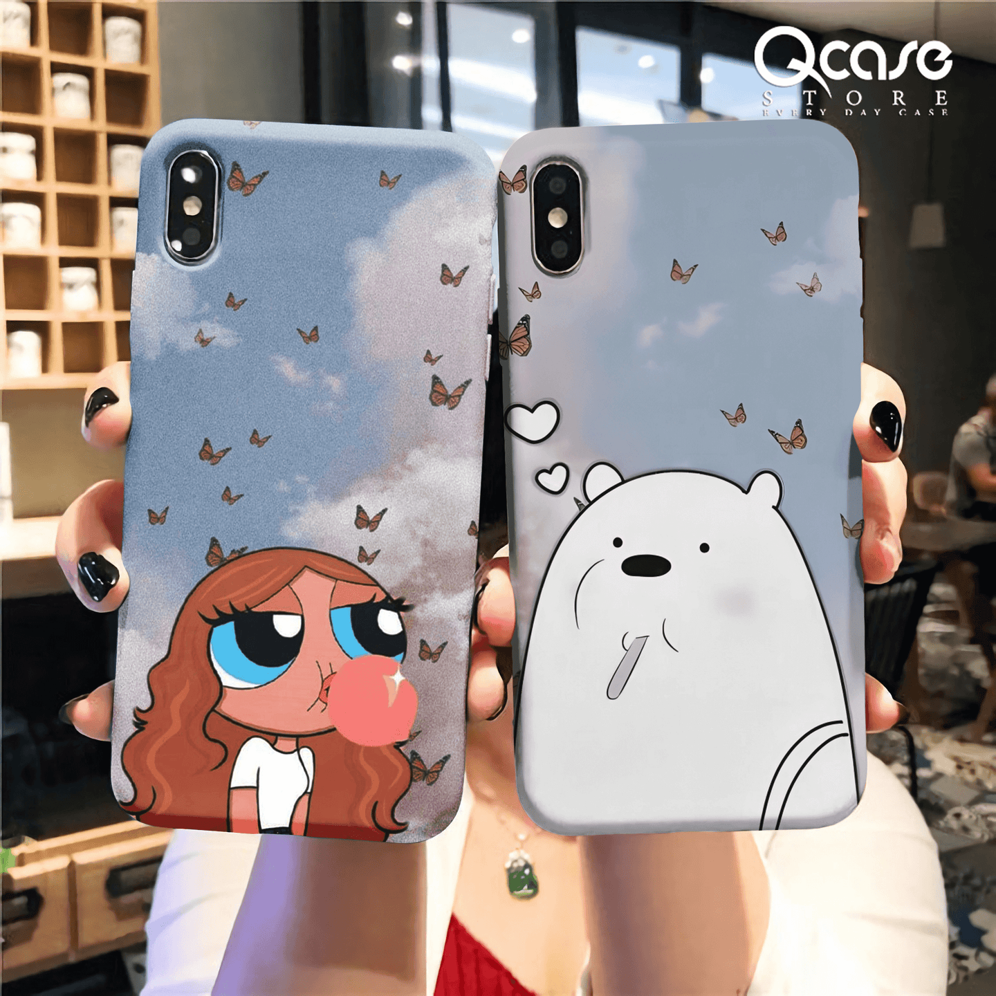 Cute Girl And Bear - Cartoon Phone Cover