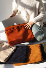 Load image into Gallery viewer, Orange Velvet laptop sleeve
