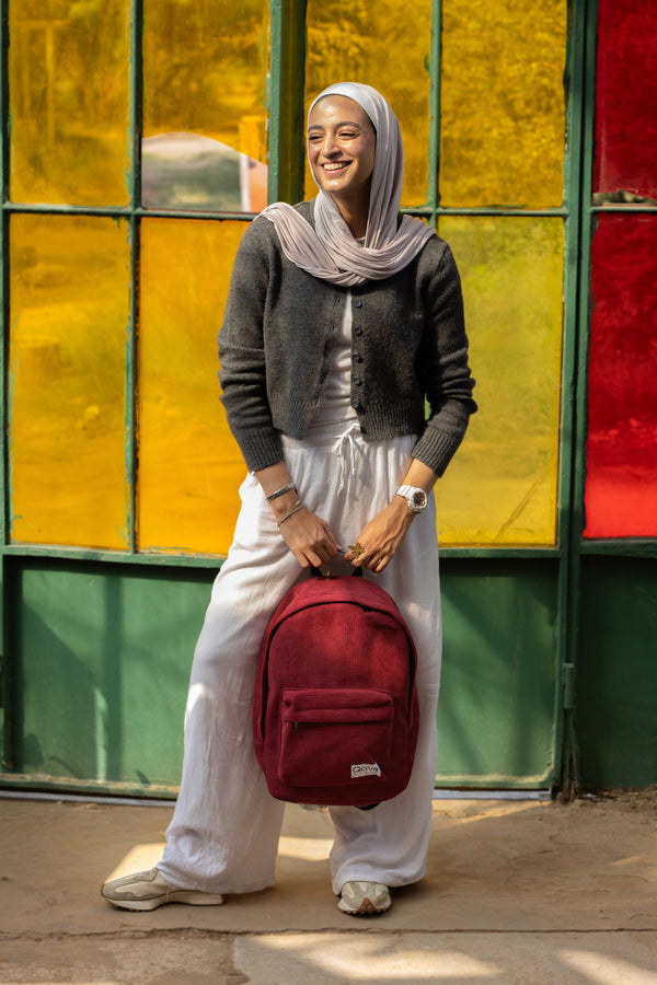 Burgundy Velvet Backpack
