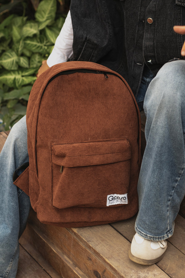 Rusty Brown Velvet Backpack