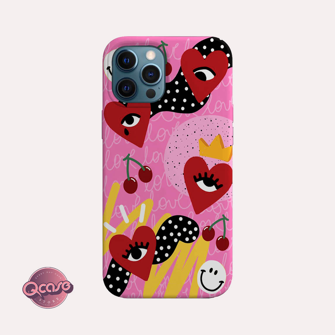 Hearts and eyes red phone case