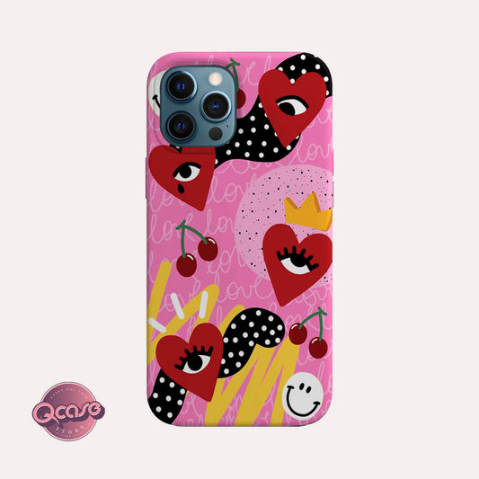 Hearts and eyes red phone case