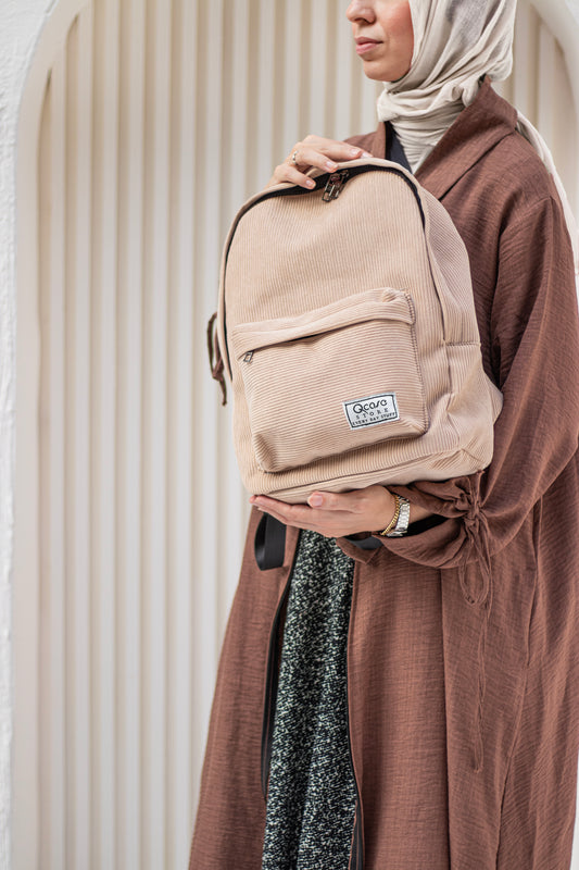 Beige Velvet Backpack