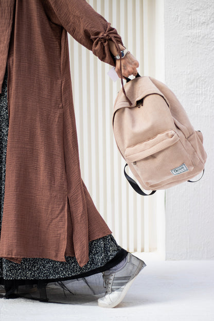 Beige Velvet Backpack