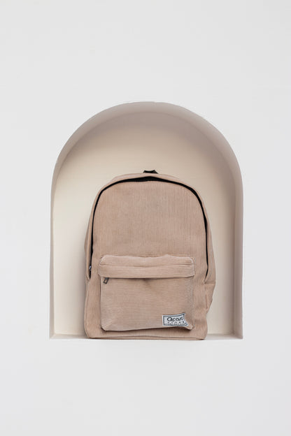 Beige Velvet Backpack