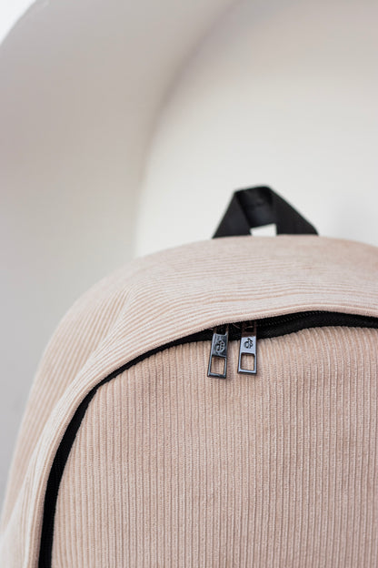 Beige Velvet Backpack