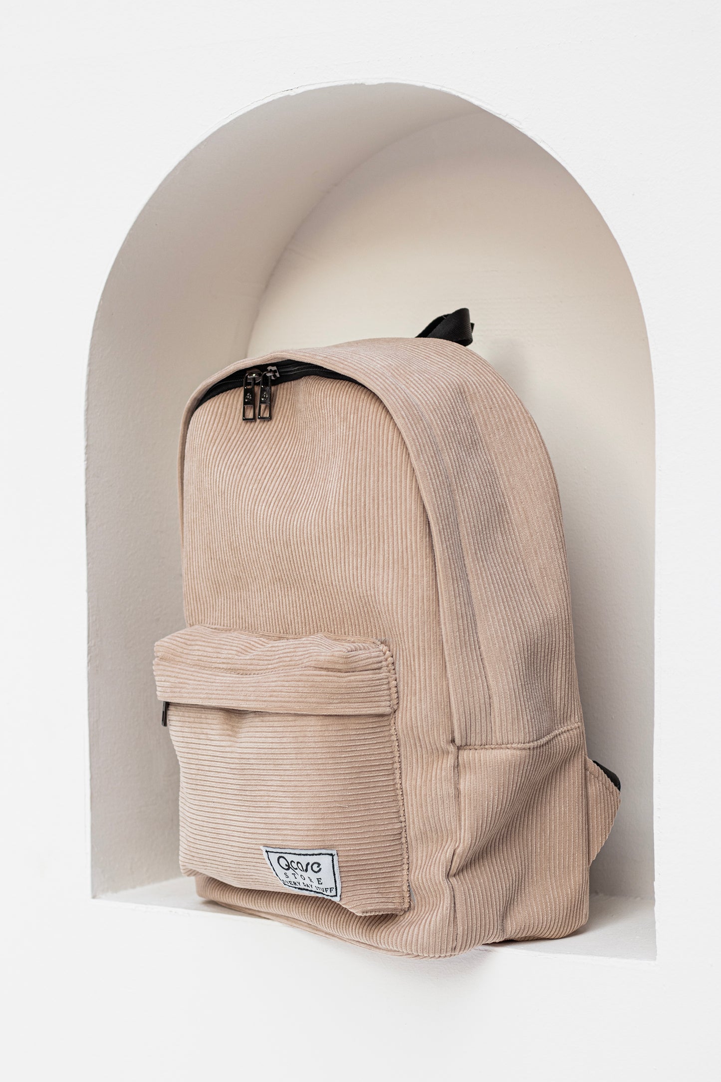 Beige Velvet Backpack