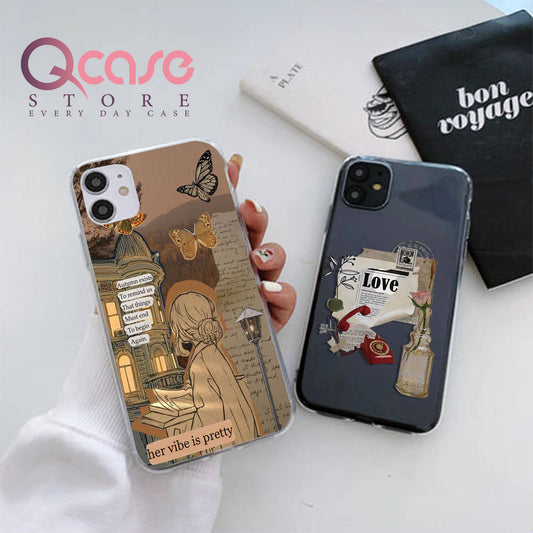 Cute girl with butterflies quotes on clear phone cases