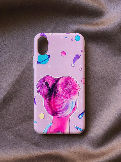 Pink Space Girl Phone Cover