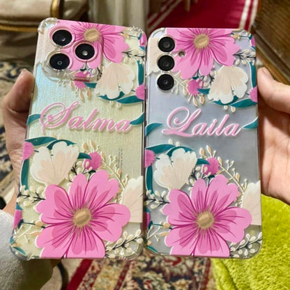 pink flowers customised name case