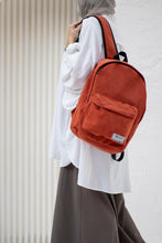 Load image into Gallery viewer, Orange Velvet Backpack
