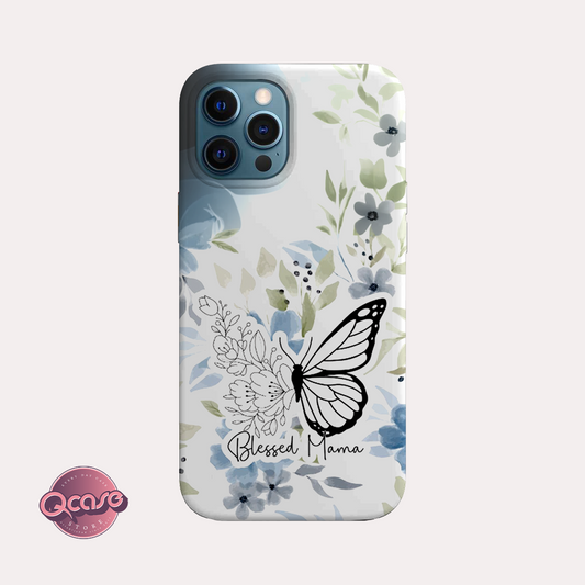 Butterfly and flowers white phone case