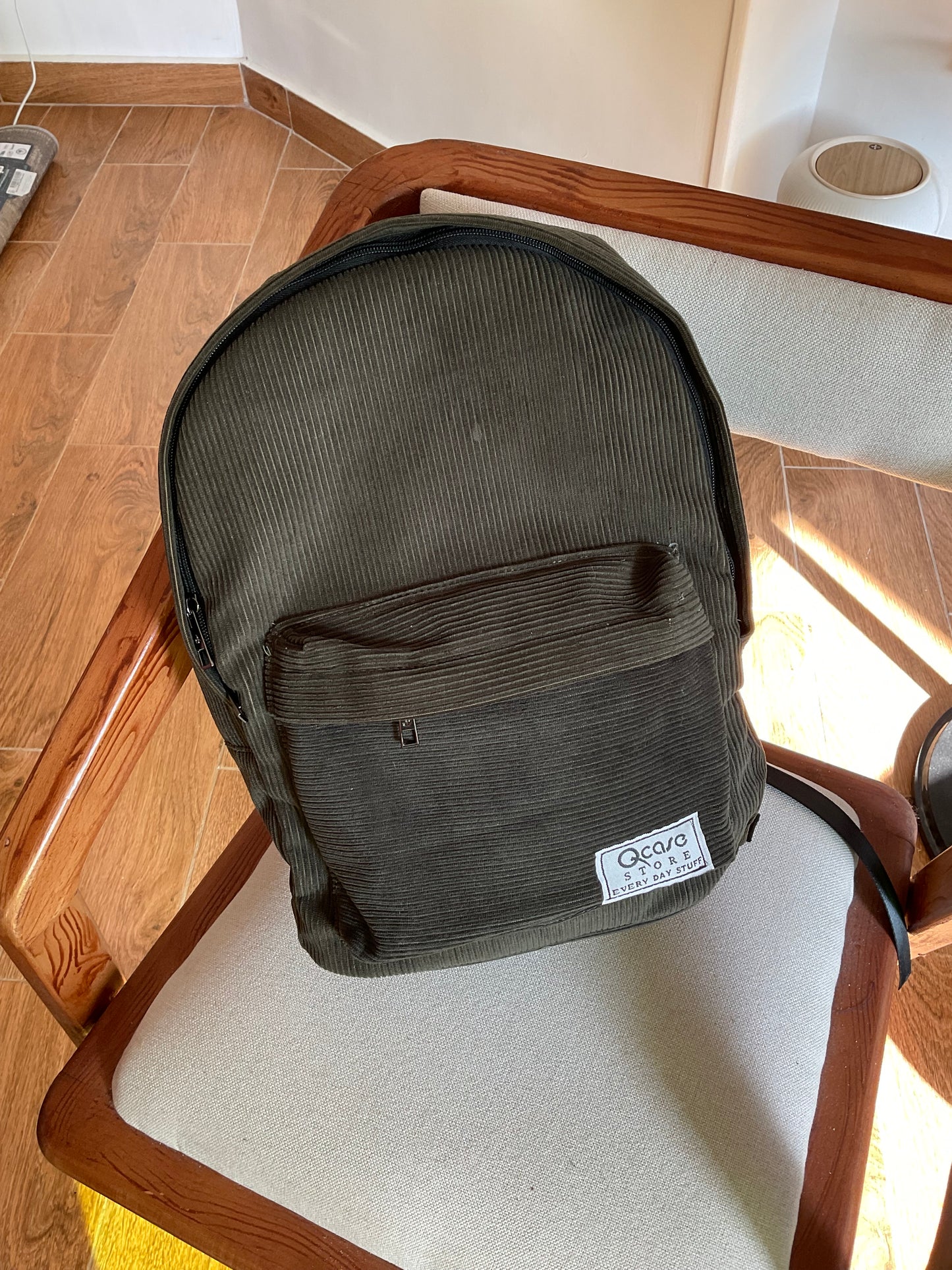 Olive Green Velvet Backpack