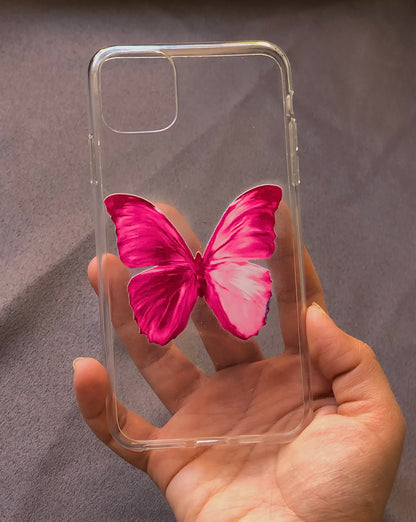 Pink Butterfly Clear Phone Cover