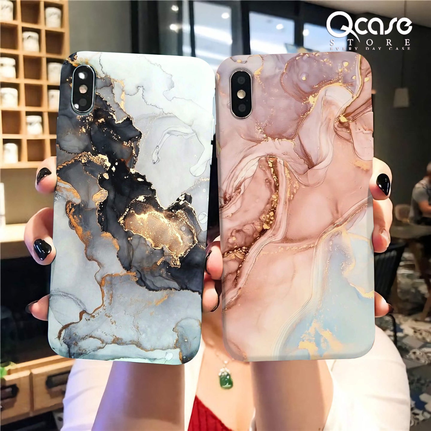 Black & White and brown Marble Phone Cases