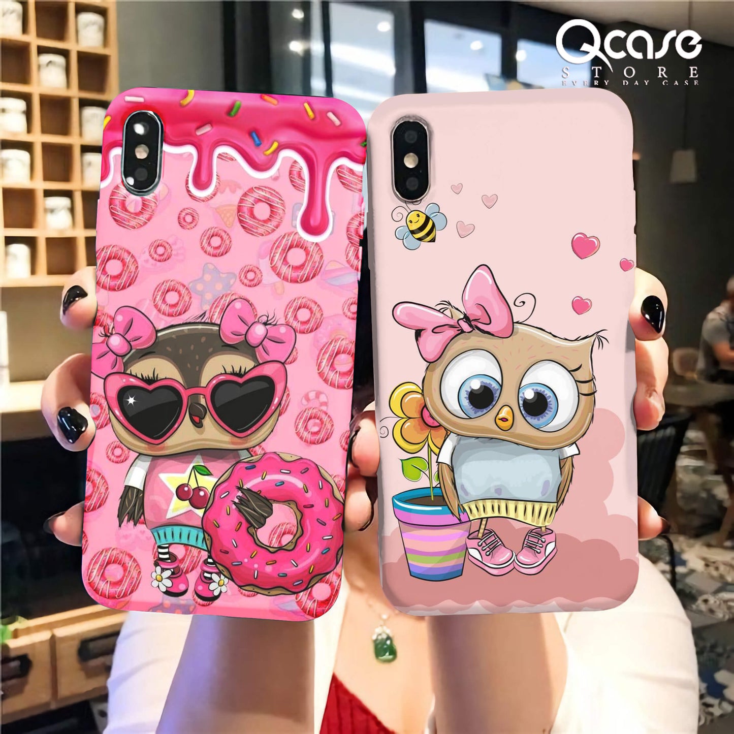 Pink cute owl Phone Covers