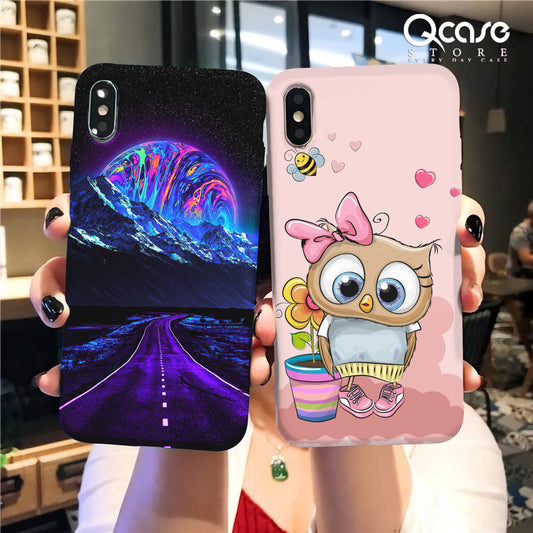 Pink Owl and road in the night Phone Covers