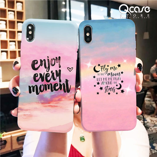 Pink sky with quotes Phone Covers