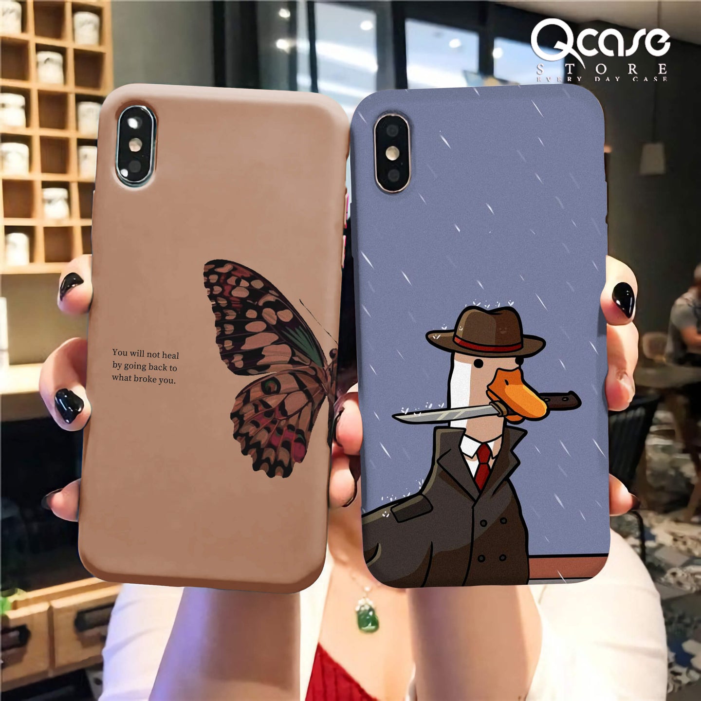 Butterfly and killer duck Phone Cases