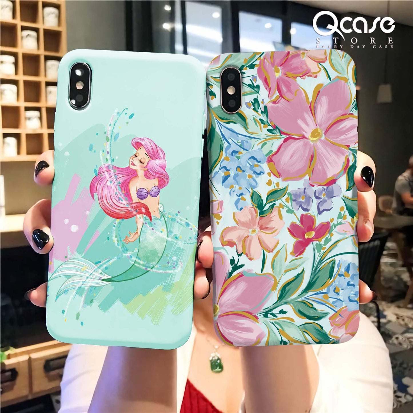 Mermaid and colorful flowers Phone Cases