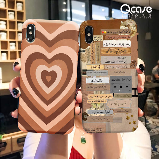 Brown Hearts and Arabic quotes Phone Cases