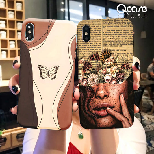 Brown cute butterfly and flowers girl Phone Cases