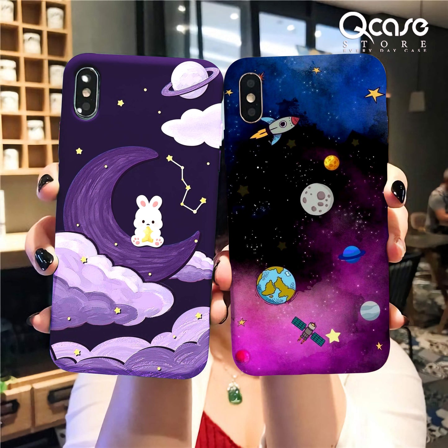 Space And Planets with rabbet Phone Cases