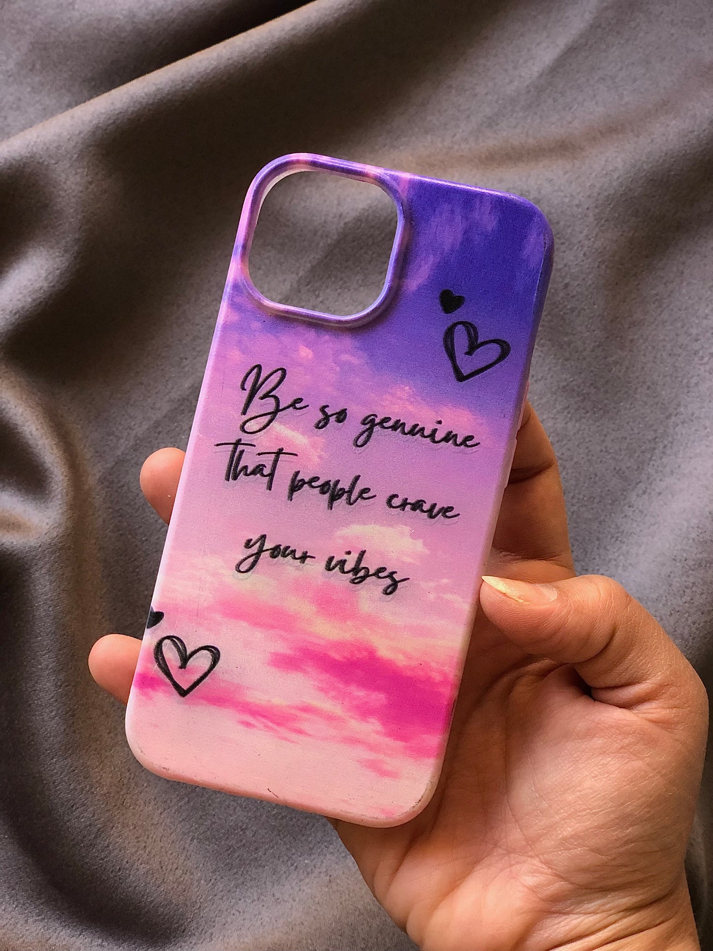 Cute purple and pink with quote phone cover