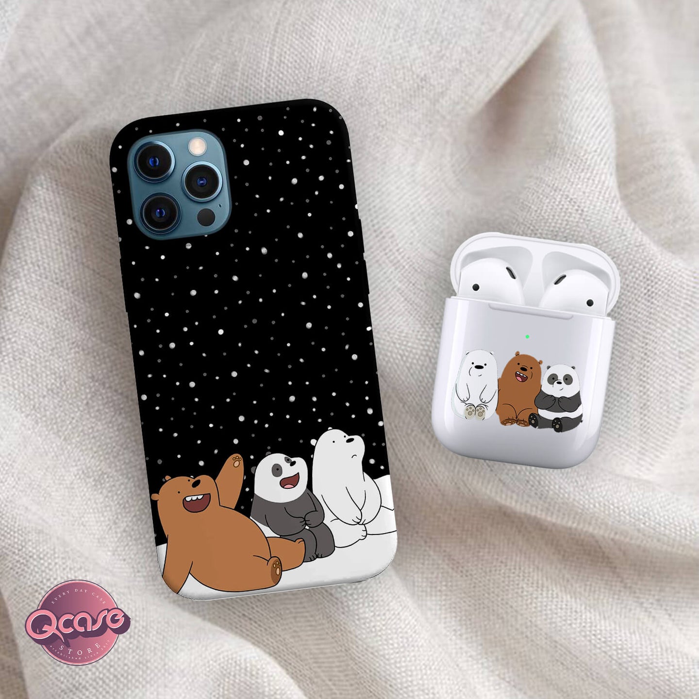 Bare Bears Black Phone Cover and Airpods Cover