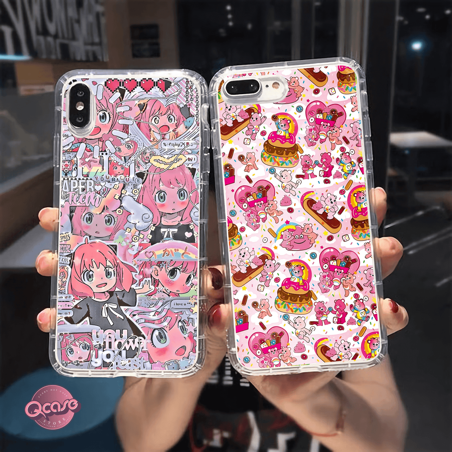 Cute Pinky Girl And Cute Pink Hearts Phone Covers