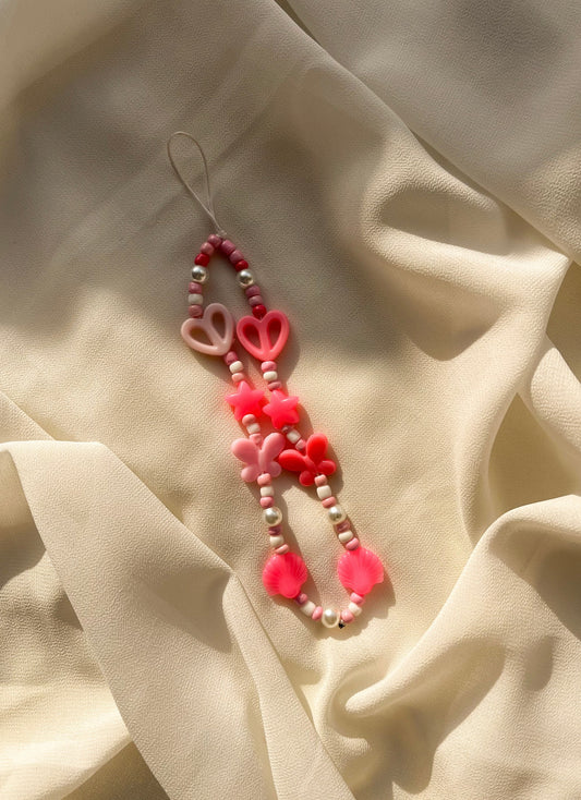 phone charm decorated with beads