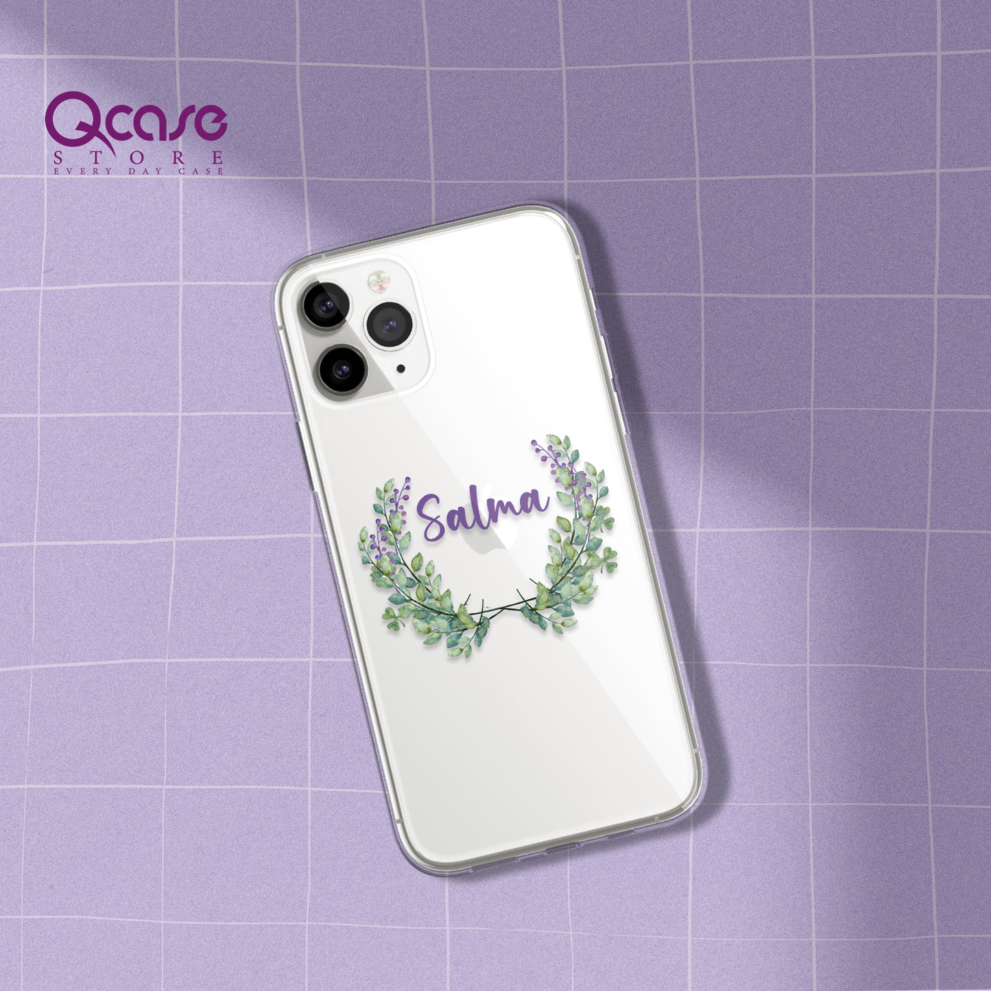 green leaves custom name phone case