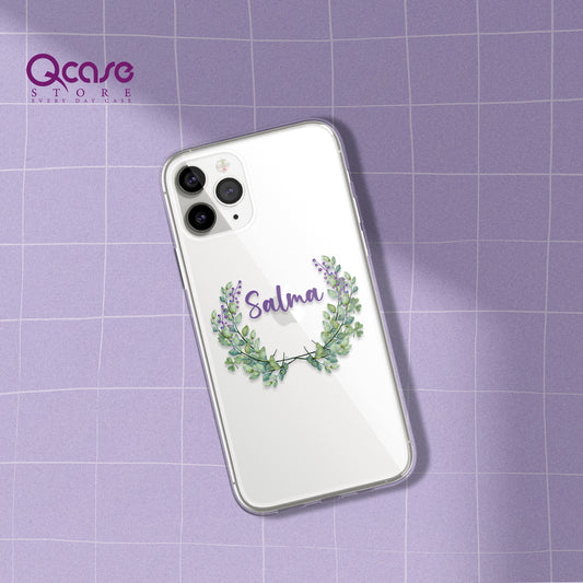 green leaves custom name phone case