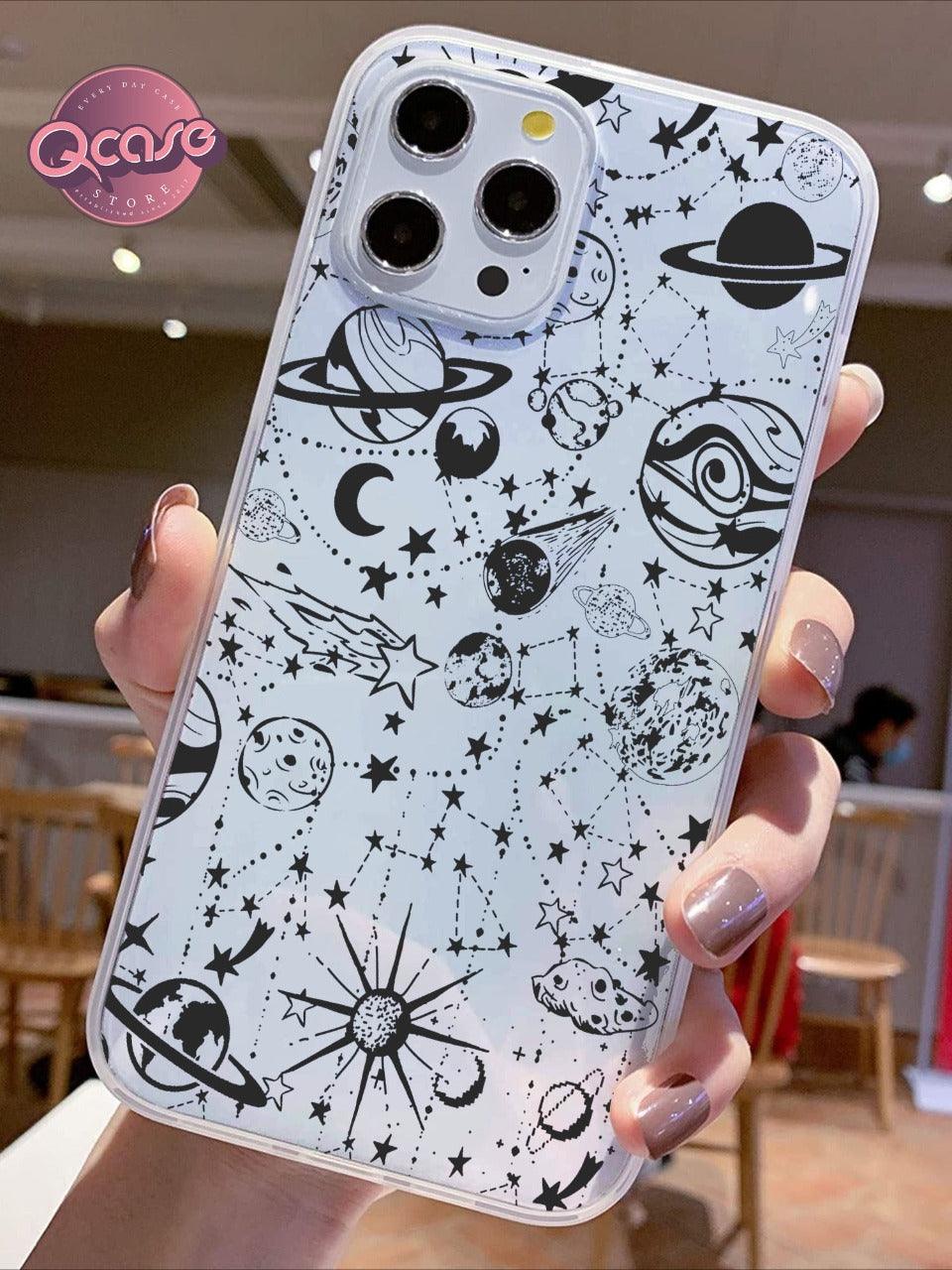 Phone For Computer Cover Black and White Space Clear Phone Cover – Qcases Store