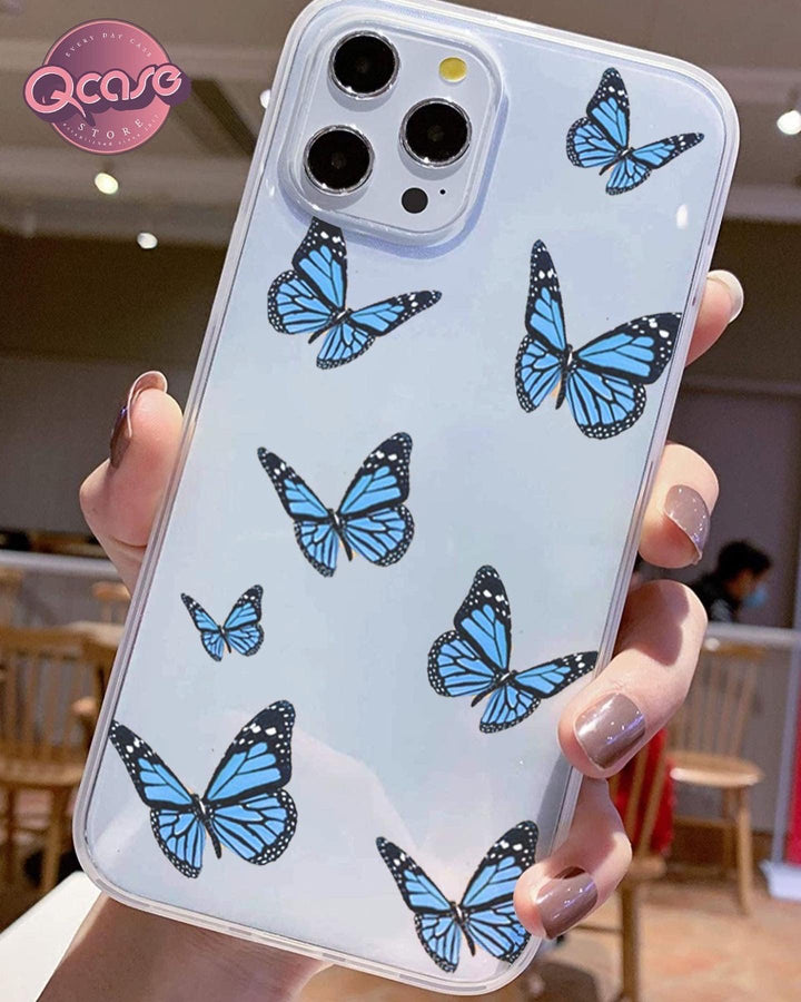 Blue Butterflies Clear Phone Cover - Qcase Store | Everyday Case