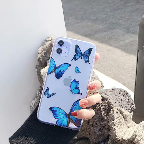 Blue butterfly clear phone cover - Qcase Store | Everyday Case