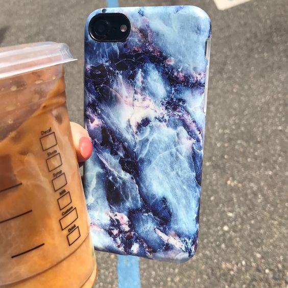 blue ceramic marble phone cover - Qcase Store | Everyday Case