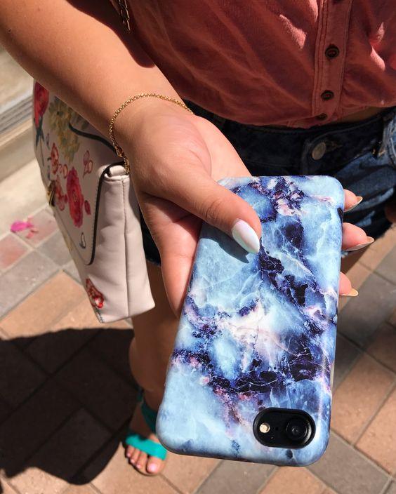 blue ceramic marble phone cover - Qcase Store | Everyday Case