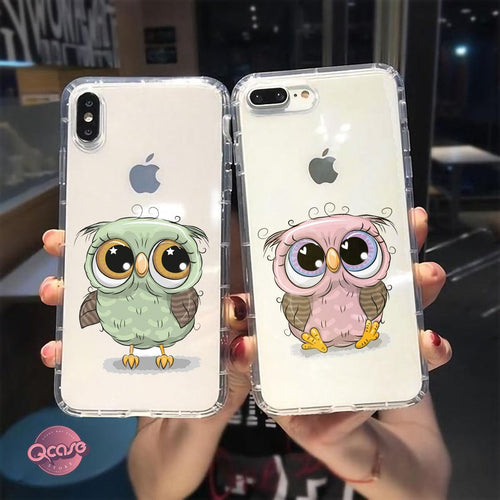 Cute Little Owls Clear Phone Cover - Qcase Store | Everyday Case