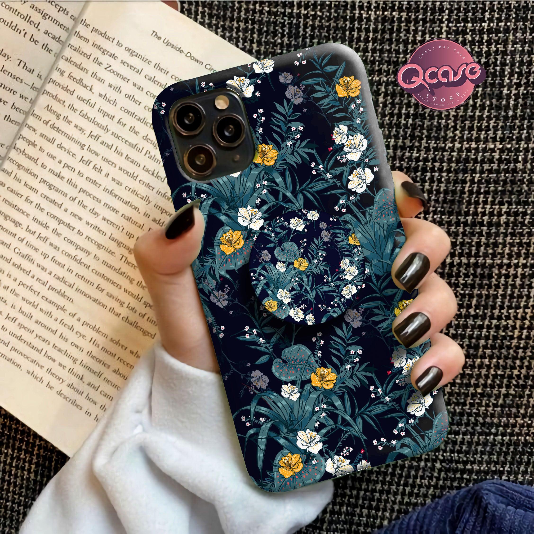 Dark Blue Flowery Phone Cover – Qcases Store