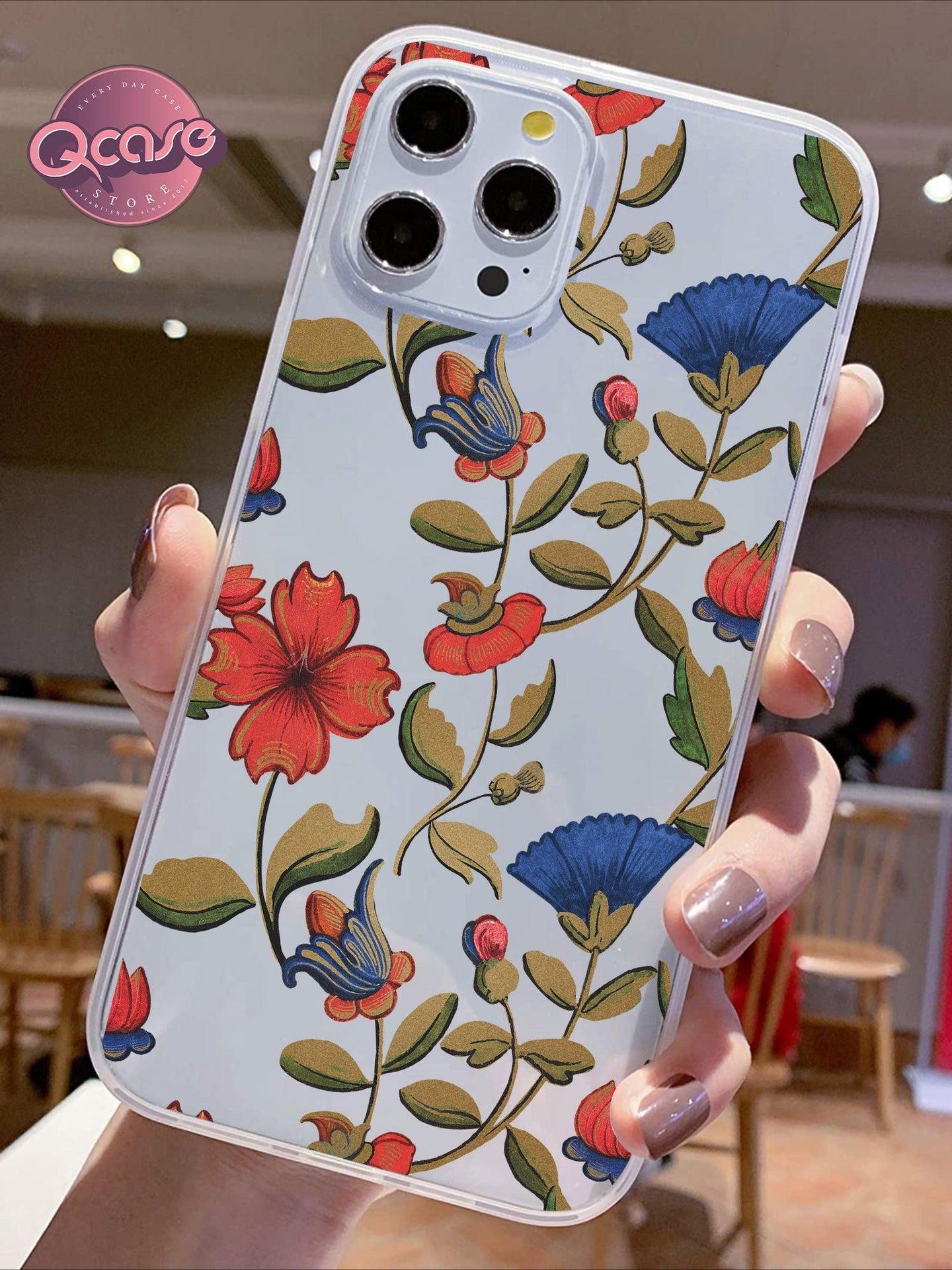 Long Flowers Clear Phone Cover - Qcase Store | Everyday Case