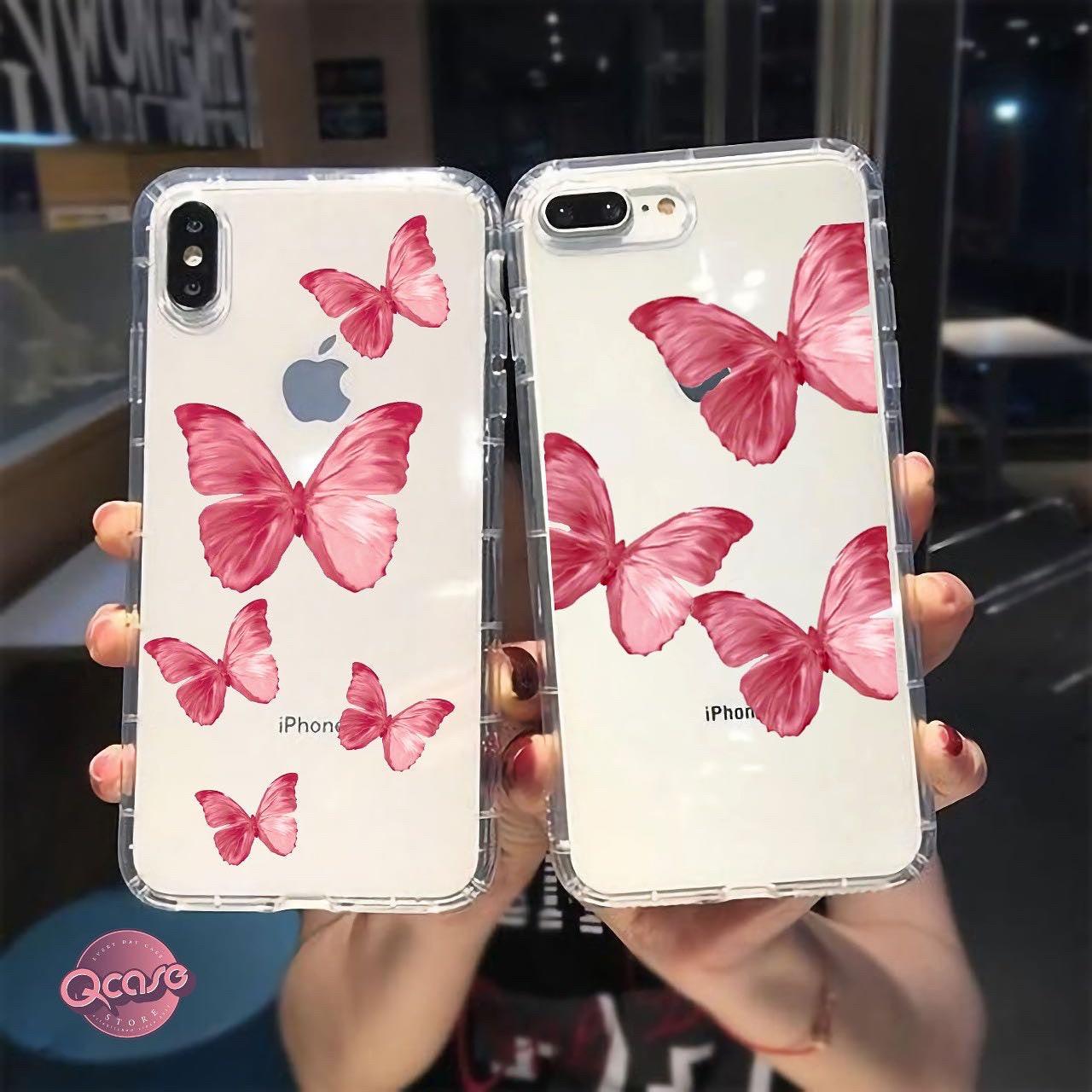 Pink Butterfly Clear Phone Cover - Qcase Store | Everyday Case